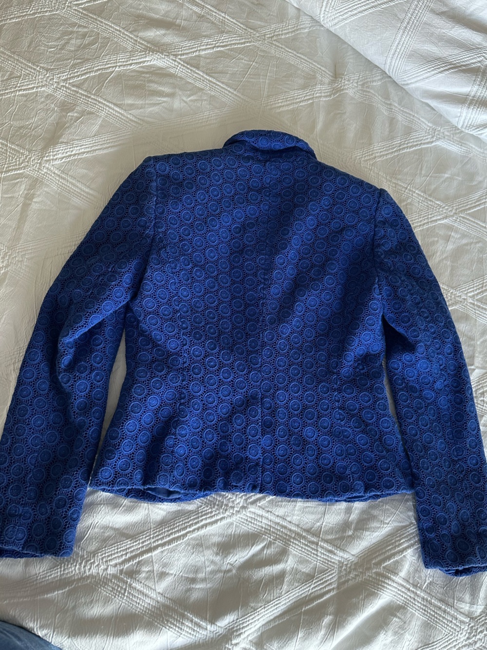 Blue Textured Circlet-Pattern Blazer - Picture 2 of 9